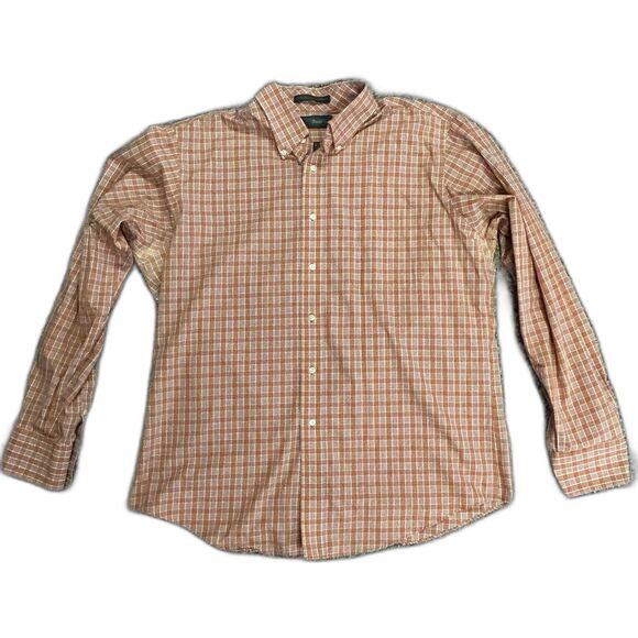 Vintage Marshall Fields Terracotta Check LS Button-Down Shirt Size 16.5 36-37 - Picture 2 of 10